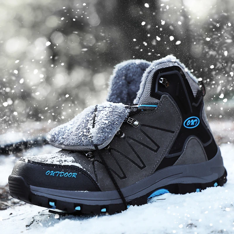 APTESOL зимние мужские плюшевые теплые походные треккинговые ботинки Нескользящие