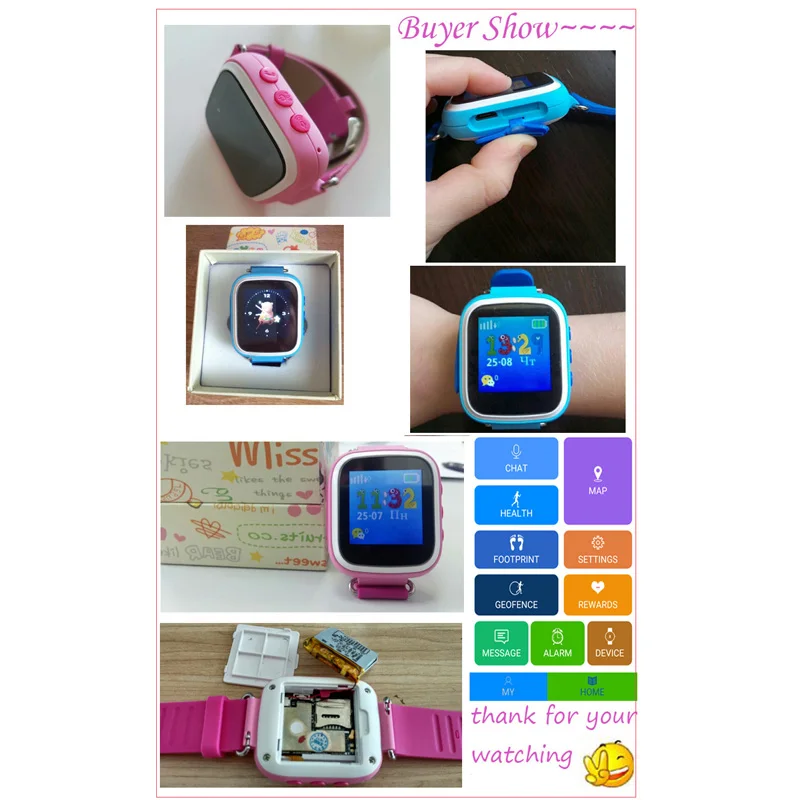 

DHL10pcs/lot 2016 Kid GPS Smart Watch Wristwatch SOS Call Location Device Tracker for Kid Safe Anti Lost Monitor Baby Gift Q80