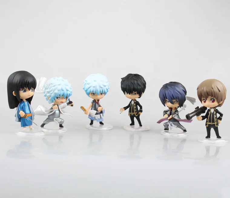 GINTAMA фигурку 6 видов стилей Саката Gintoki Хиджиката Тоширо Okita Sougo Широ Яша аниме