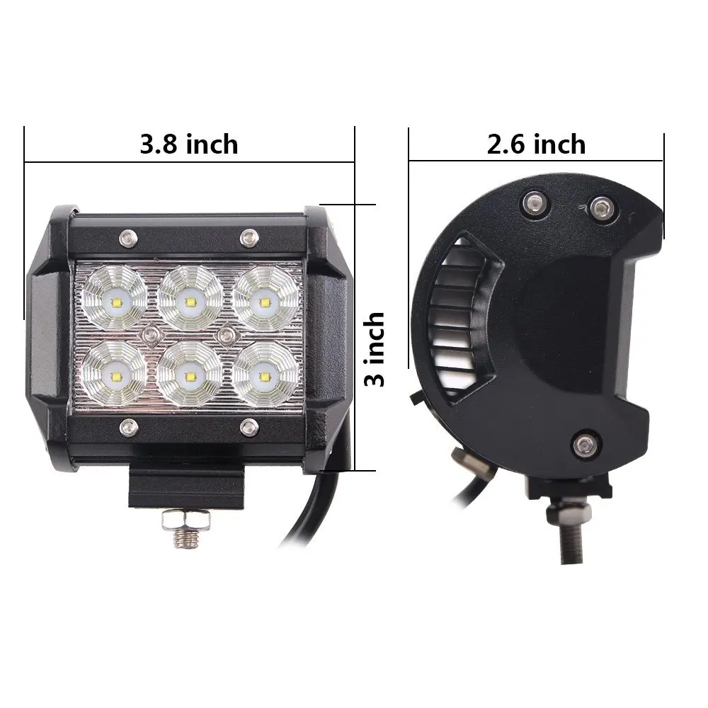 2pcs 4inch18W LED Work Light Bar With Bull Front Bumper License Plate Bracket For Trucks Offroad 4WD 4x4 Tractor Car | Автомобили и