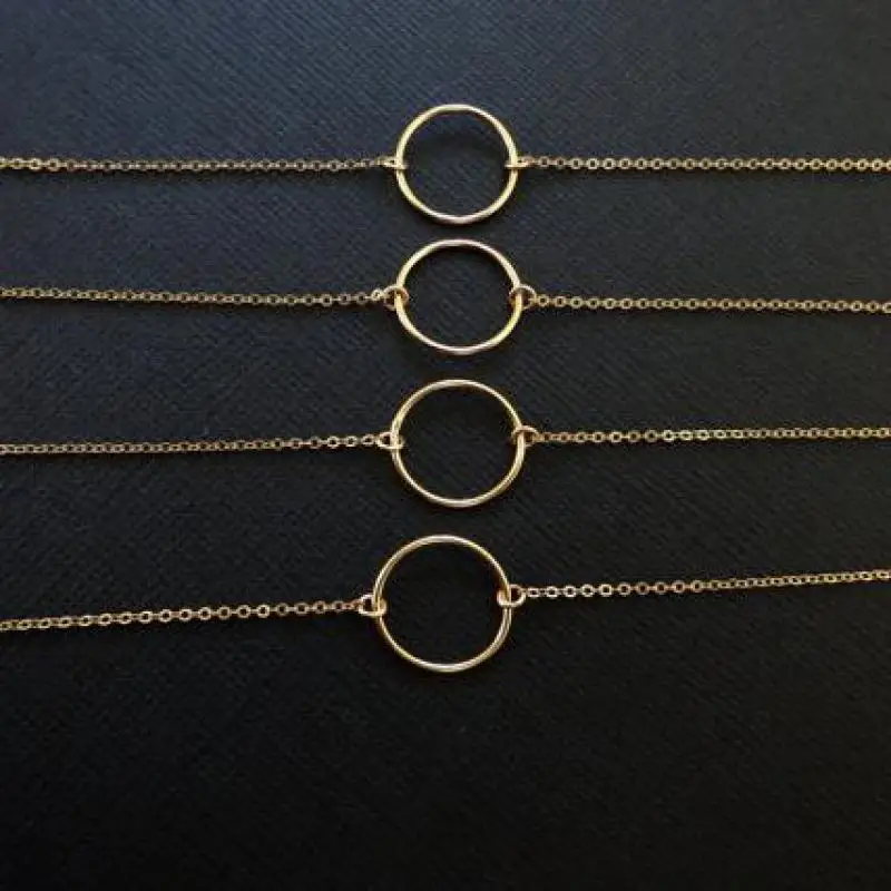 Ожерелье с золотой цепочкой для женщин круглые нежные минималистичные Крошечные