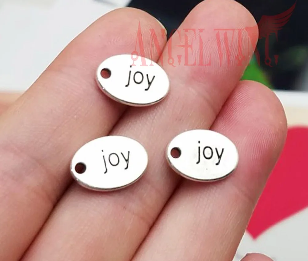 40 шт./лот-14x10 мм joy chams антикварные посеребренные Подвески с надписью Joy товары для