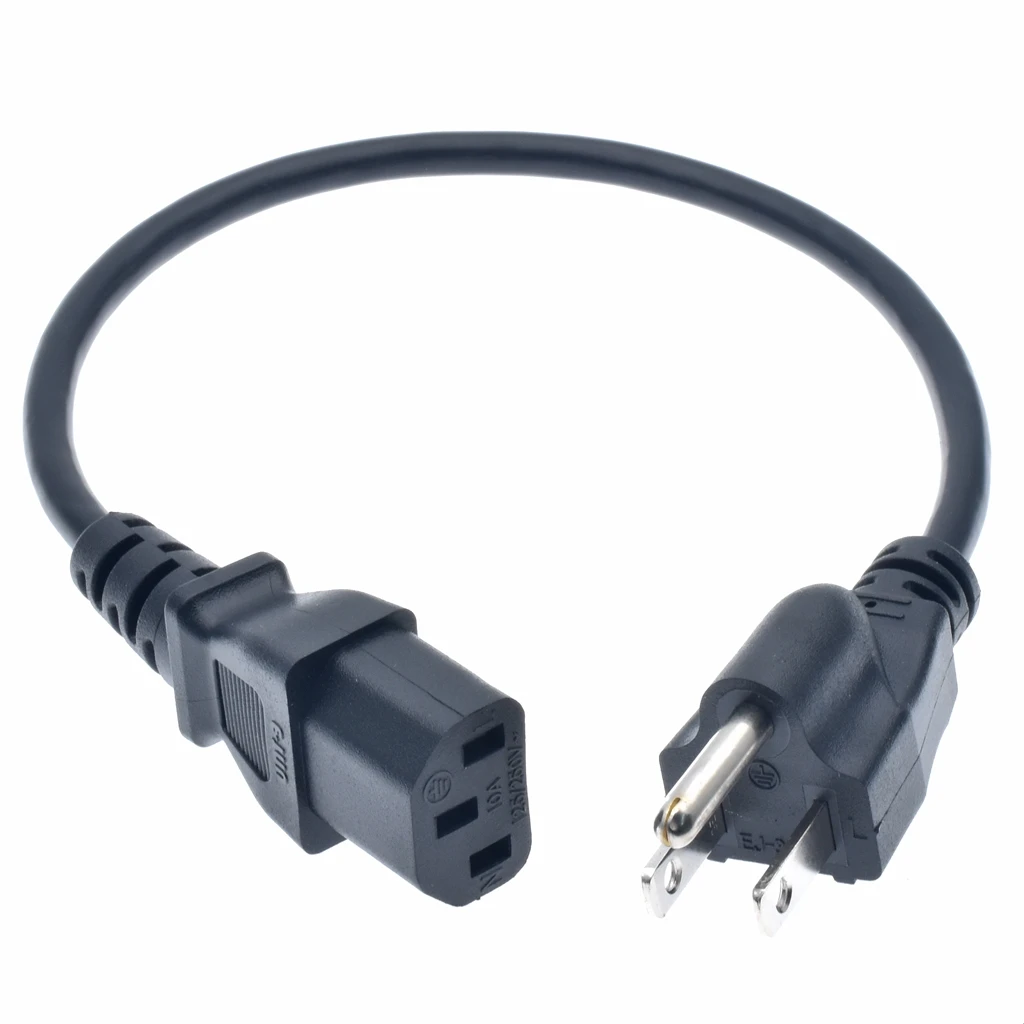 

US NEMA 5-15P to IEC C13 AC Power Cord, American Standard Three plug to C13 18AWG 1ft Extension Cable