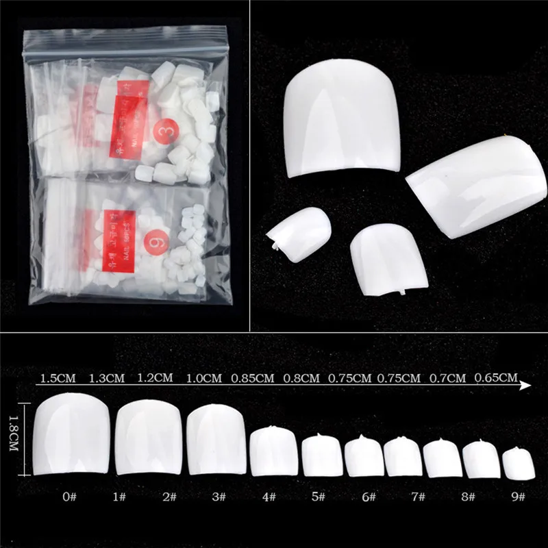 500 Pcs/set Fake Artificial Nails Sticker Natural Acrylic False Toe Tips Transparent Feet Toenail Nail Art | Красота и здоровье