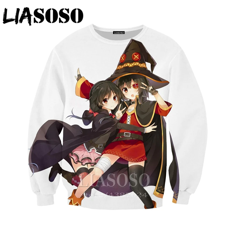 LIASOSO новинка аниме повседневные женские и мужские толстовки принт 3d Konosuba