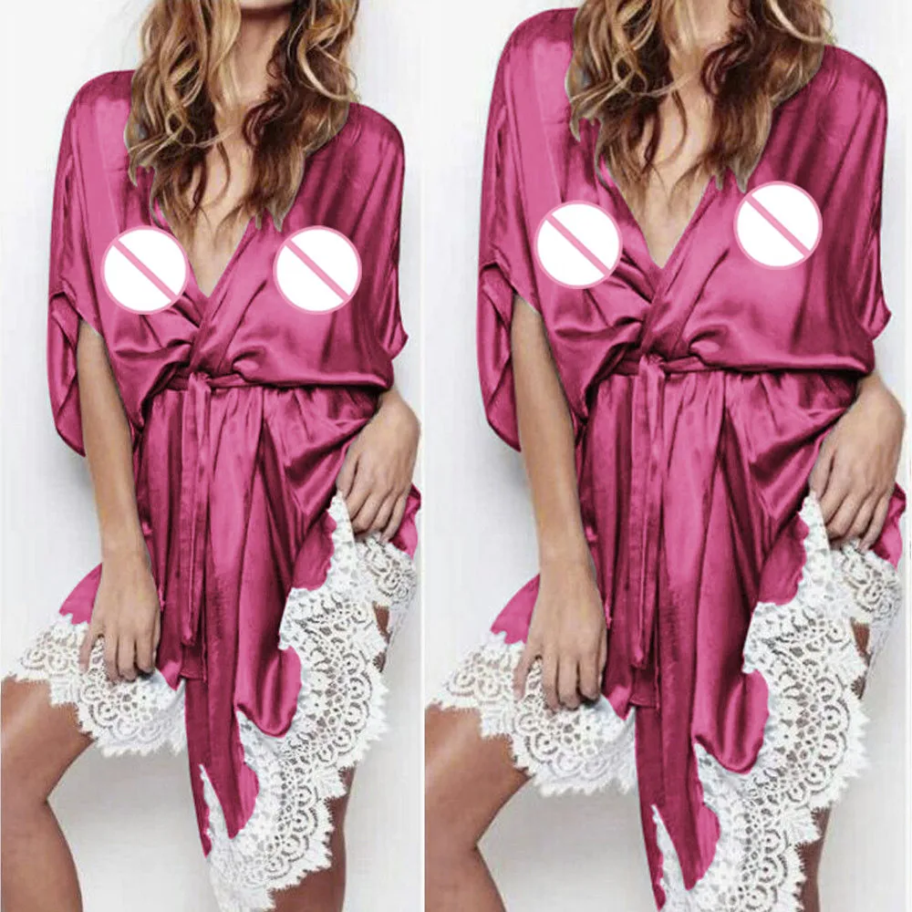 SAGACE модное сексуальное женское белье шелковое кружевное платье ночная рубашка