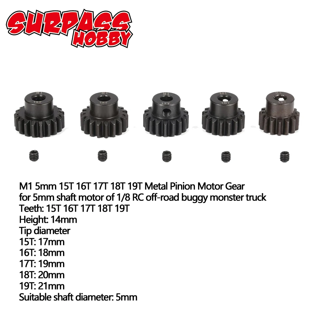 Комплект шестеренок двигателя SURPASS HOBBY 5 шт. M1 мм 11T 15T/15T 19T/18T 22T/металлические