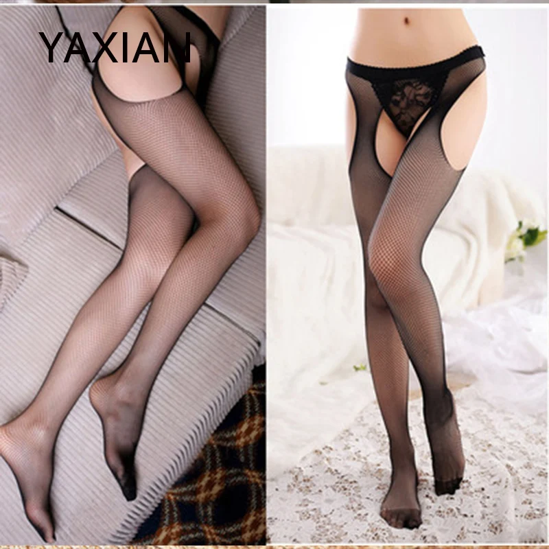 Сексуальные сетчатые чулки YAXIAN для соблазнения колготки с открытой промежностью