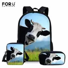 Крутые детские школьные ранцы FORUDESIGNS из коровьей кожи для подростков, вместительный школьный ранец для мальчиков и девочек, детская сумка для книг