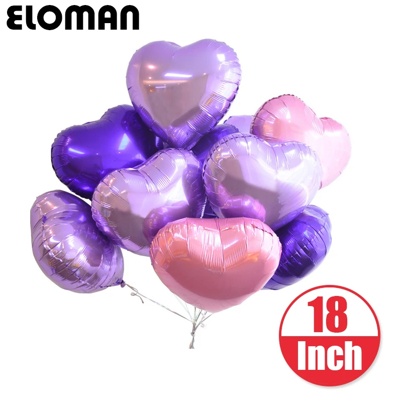 ELOMAN 50 шт./лот 18 дюймов золотое Серебряное сердце фольга шары для дня рождения и