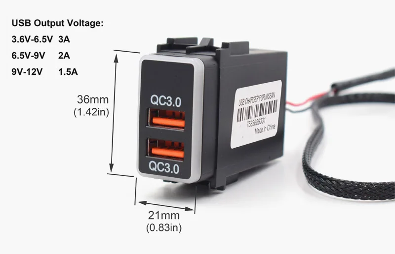 XCGaoon специальная 5V 2.1A& QC3.0 Быстрая зарядка 2 разъем usb автомобильная вилка адаптера зарядного устройства и игровой кабель для NISSAN