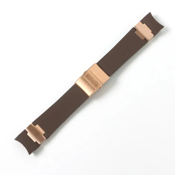 brown rose gold 22-20 мм черный коричневый синий водонепроницаемый силиконовый резиновый ремешок для наручных часов ремень для Nardin морской дайвер спортивные часы аксессуары - Цвет ремешка: brown rose gold