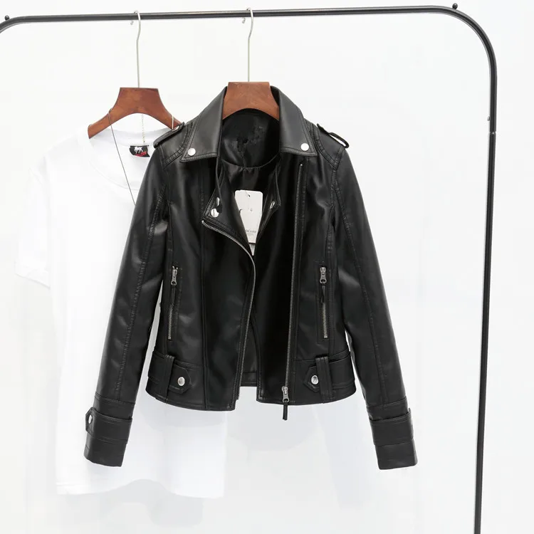 New Autumn Fashion Street 2017 Women Short Washed Leather Jacket Zipper Bright Colors Ladies Basic Jackets Good Quality L164 | Женская