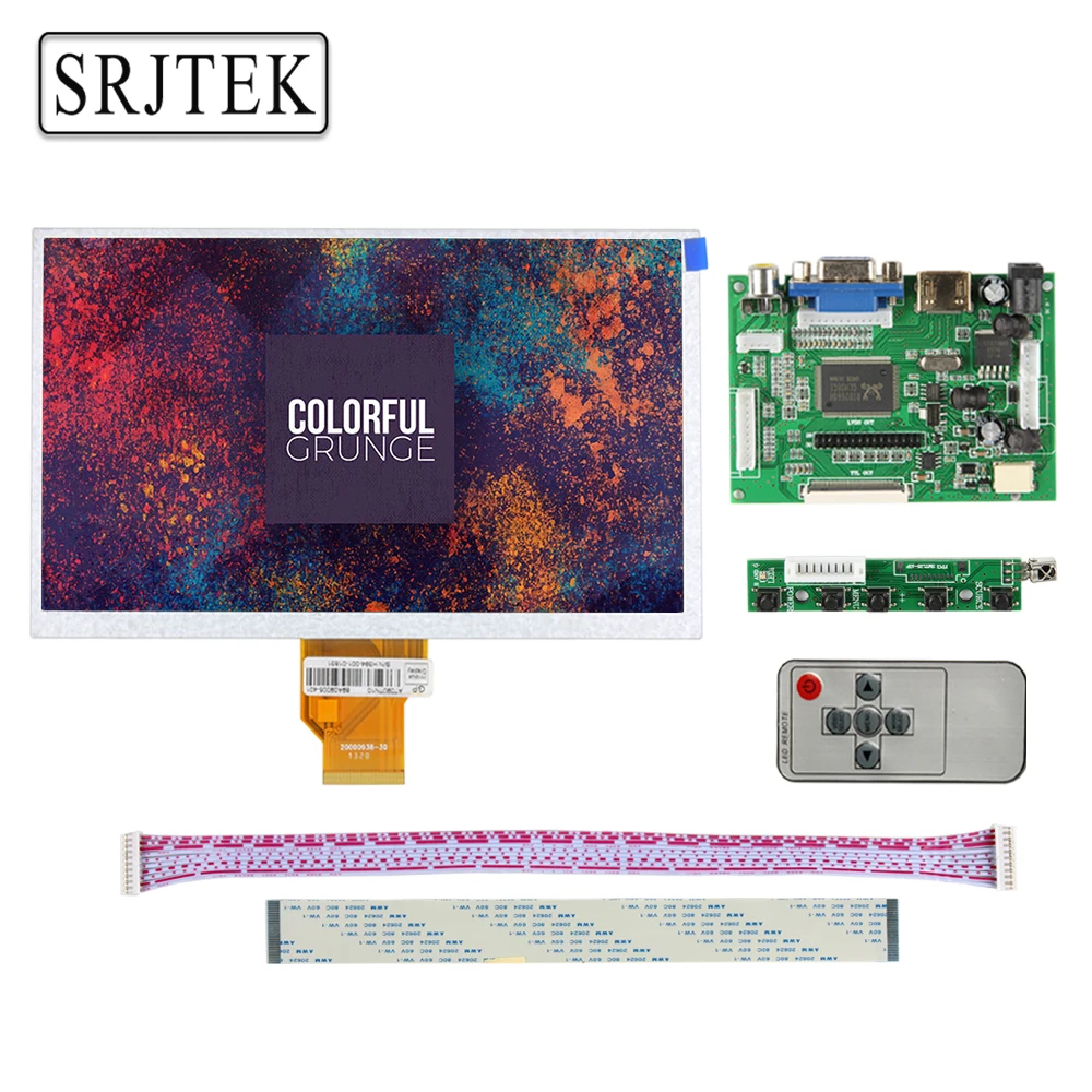

Srjtek 7" inch LCD Display Screen 800*480 AT070TN90 V.1 Monitor Remote Driver Board 2AV HDMI VGA For Lattepanda Raspberry Pi 3 2