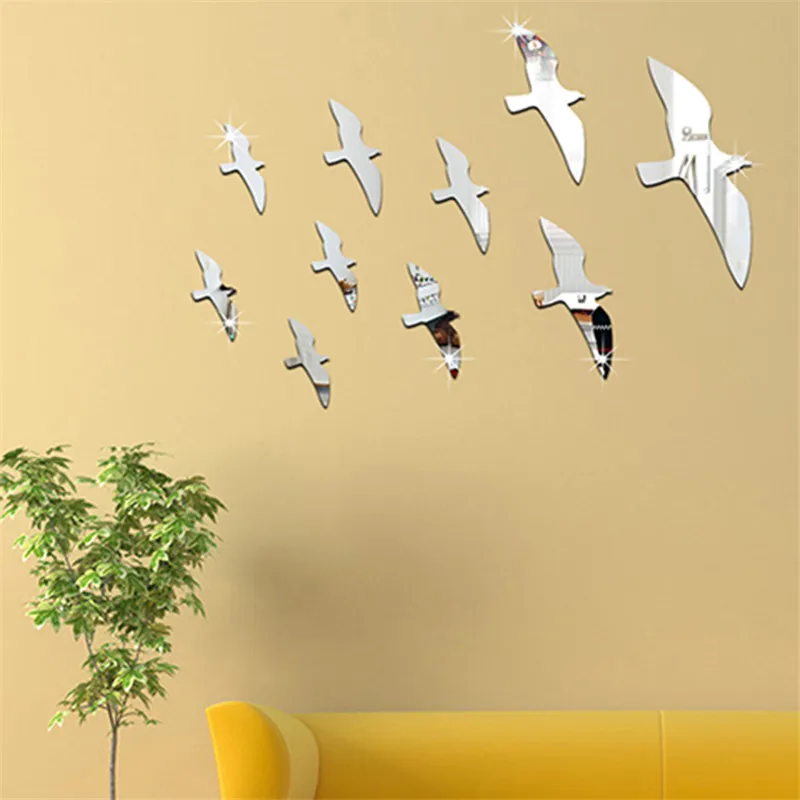 Чайка зеркальный фон настенные наклейки ТВ трехмерное украшение аксессуары для