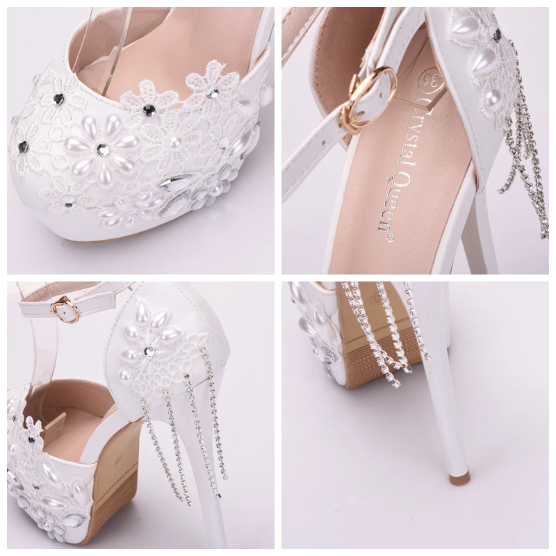 Сандалии с кристаллами Королева женские туфли-лодочки на высоком каблуке 14 см