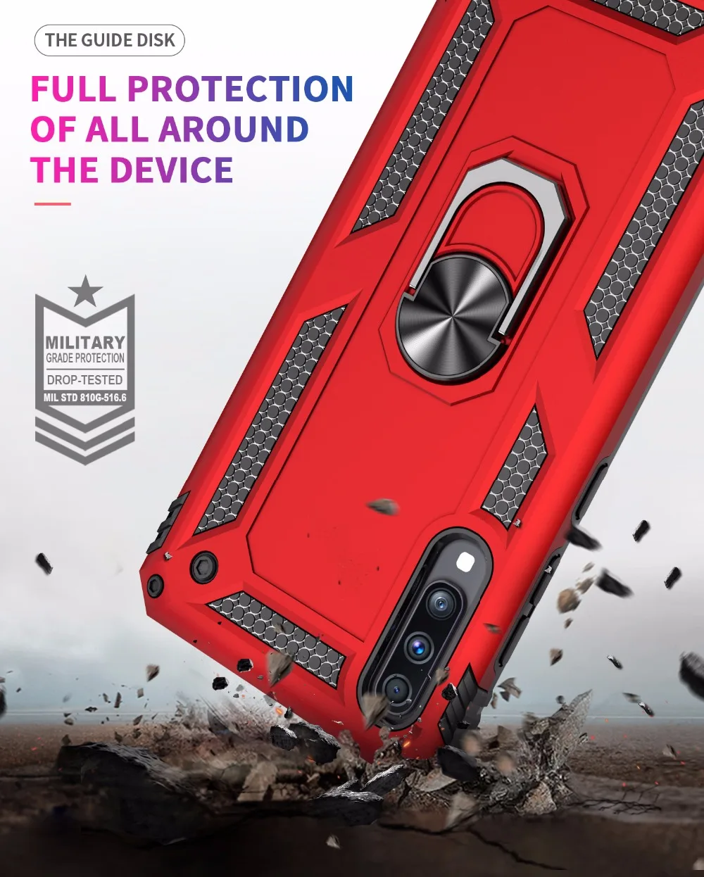 Для Samsung Galaxy A50 Защитный Гибридный Магнитный кронштейн чехол с кольцом для пальца