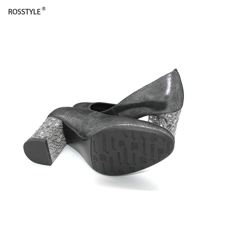ROSSTYLE Ladies Pumps Fashion Spring Autumn Sexy Round Toe Slip-On Classic Genuine Leather Office Women Shoes Silver Green C8 | Обувь