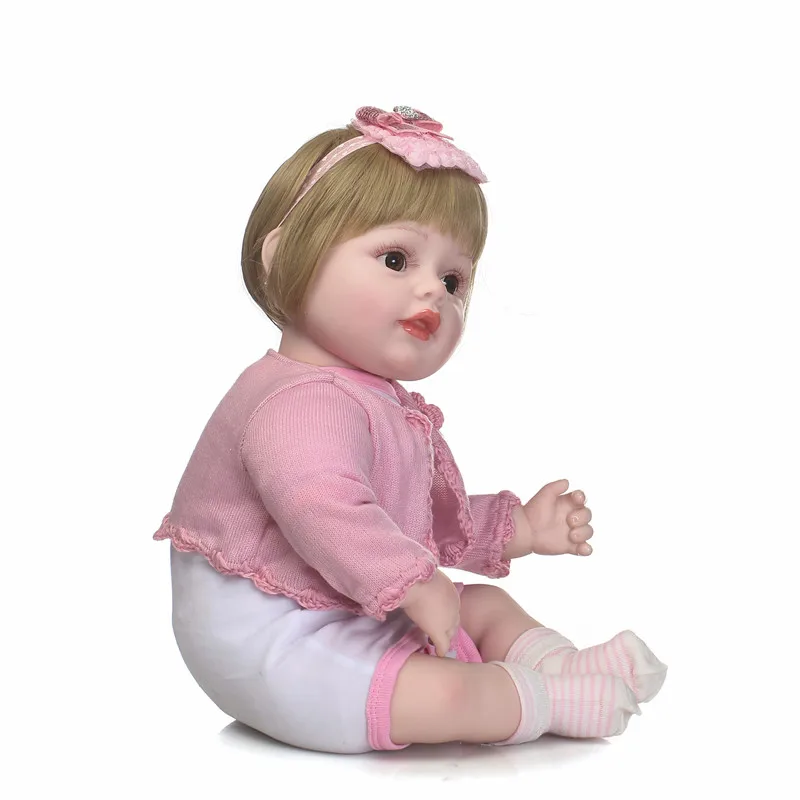 22 &quot/55 см Reborn Silicone Babies blonde hair Коллекционная кукла для детей подарок Реалистичная