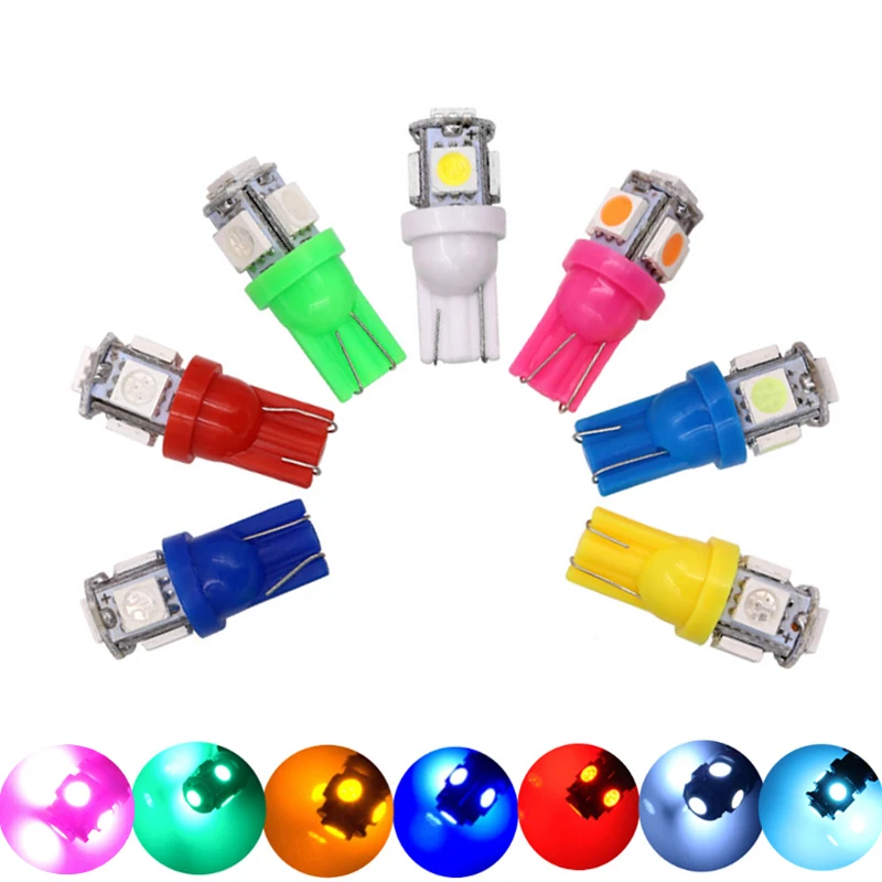 

20pcs 6V 6.3V T10 LED W5W 194 168 Car Wedge Capacitors Pilot Clearance Light Pinball Machine Game Bulb 5SMD 5050 White Red DC6V