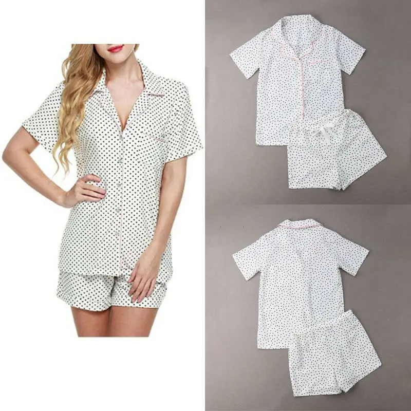 Summer Women's Pajamas Set Short Sleeves Sleepwear Tops+Pants Homewear Nightwear | Женская одежда