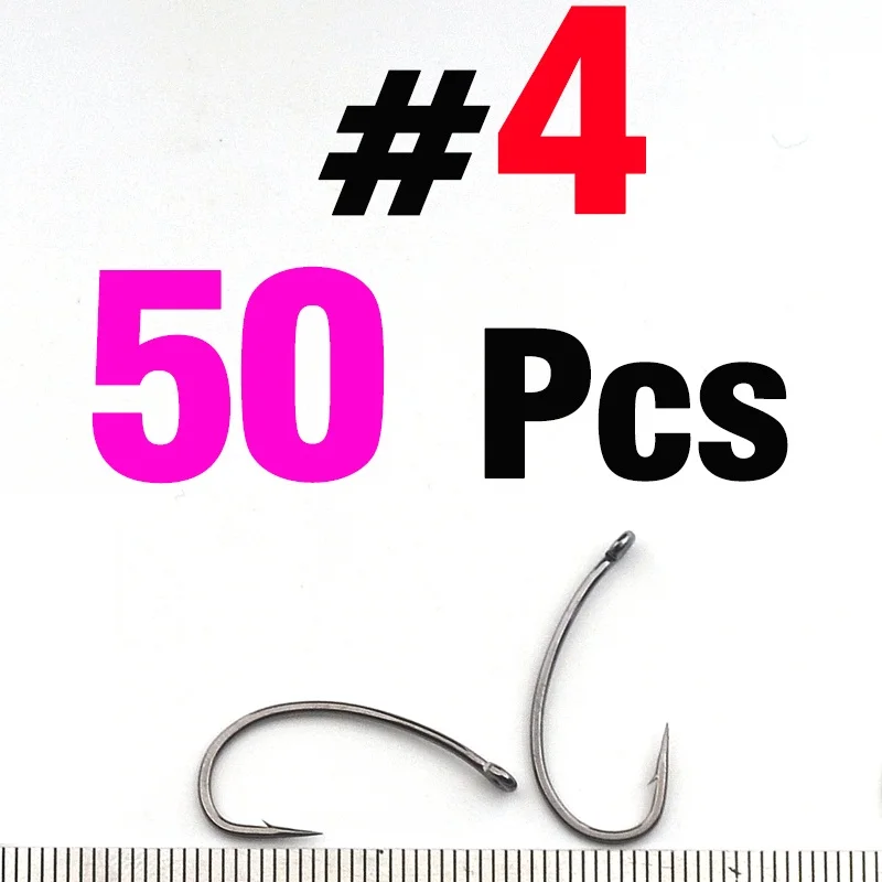 MNFT 50 шт. Высокое качество острый Карп Рыболовный крючок специальный черный колючий крючок для ловли карпа рыболовные снасти 27*12 мм/24*10 мм/21*9 мм/18*7 мм - Цвет: 50Pcs    Size 4