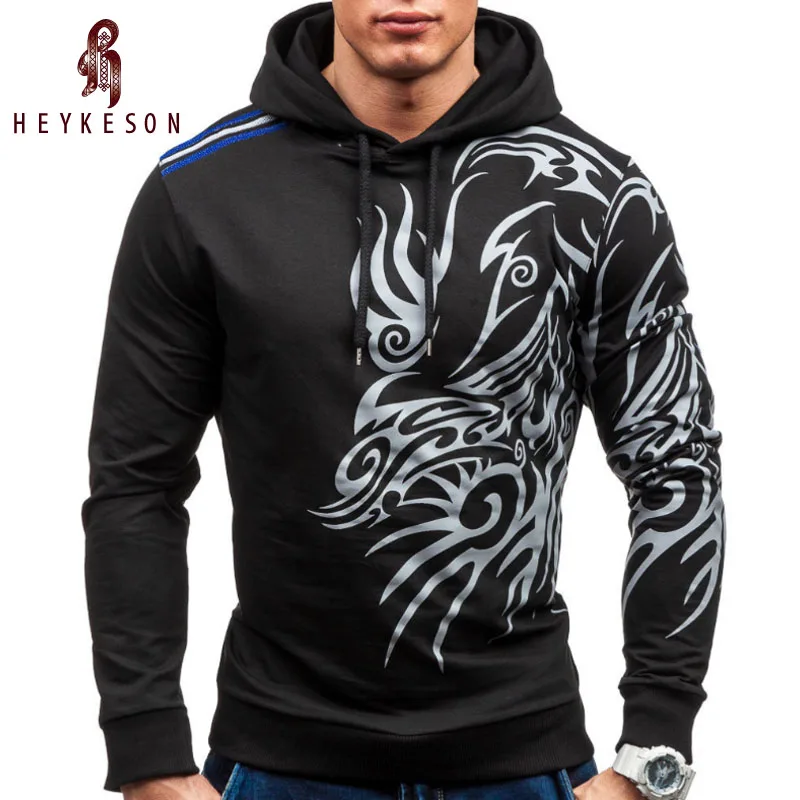HEYKESON 2018 Hoodies Men Hombre Hip Hop Mens Brand Letter Hooded Zipper Hoodie Sweatshirt Slim Fit Hoody Large Size XXXL | Мужская