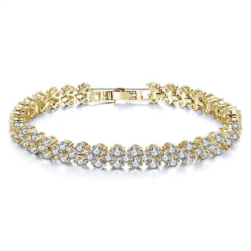 Fashion Rhinestone Natural AAA Zircon Safety Buckle Bracelet Gold Silver Rose Elegant for Women DIY Jewelry Gifts | Украшения и
