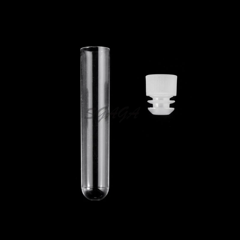 

10Pcs Clear Plastic Test Tube With Cap 12x60mm U-shaped Bottom Long Test Tube Lab Supplies Test Tube