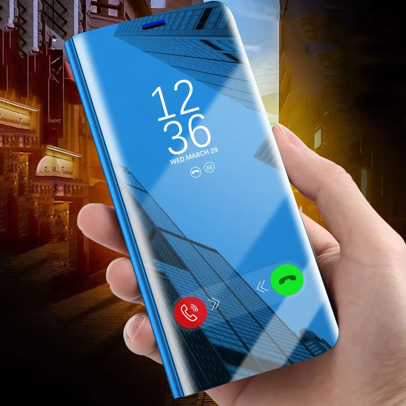 Зеркальный умный чехол с откидной крышкой для Samsung Galaxy J3 J5 J7 A5 2016 2017 J730FM A6 A8 S6 S7 Edge S8