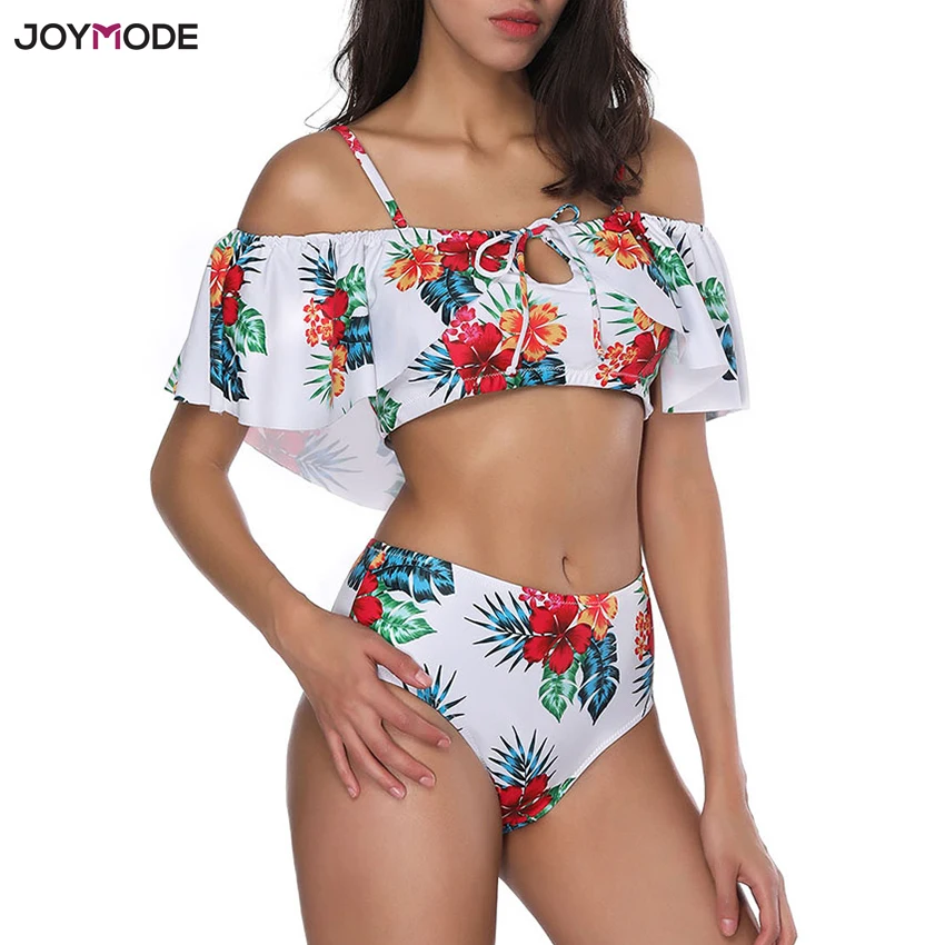 JOYMODE с открытыми плечами два предмета купальник оборками для женщин пляжный