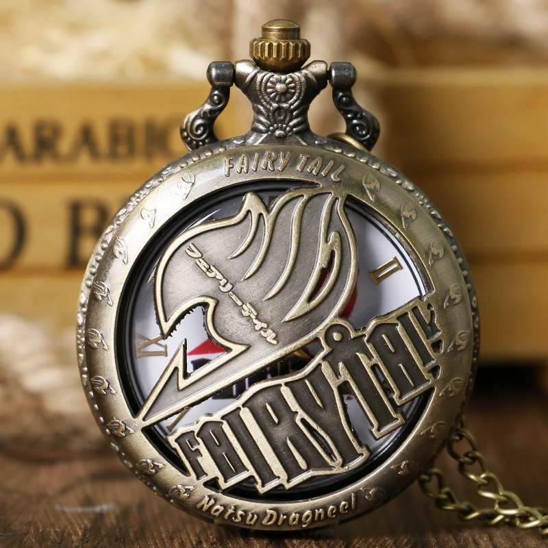 Японский аниме Fairy Tail серый Fullbuster полый дизайн кварцевые карманные часы колье с