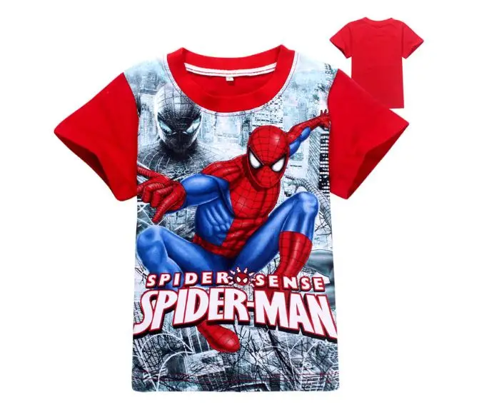 Children T-Shirt Spider-Man Cartoon suit with superman pattern Kids Shorts Tops Tees Summer Teenager Boys Batman cloth | Детская одежда