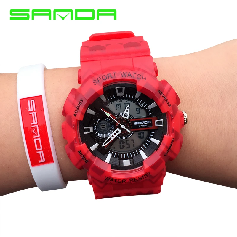 Часы SANDA с аналоговым дисплеем высокого качества водонепроницаемые часы задний
