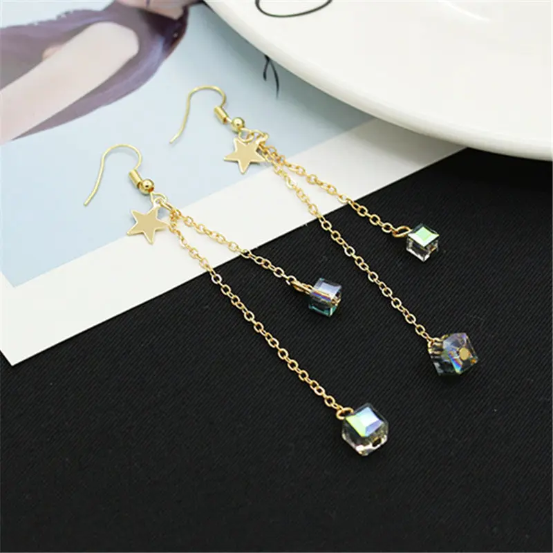 ZCHLGR New Design Creative Jewelry High-grade Elegant Crystal Earrings Round Gold star Wedding Party For Woman | Украшения и