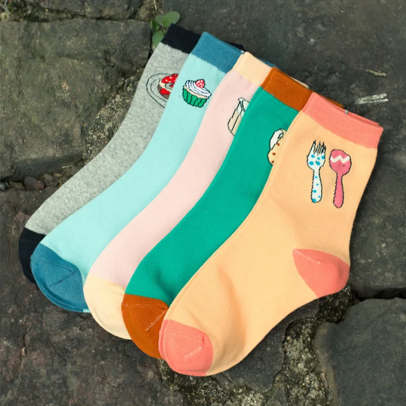 10 Пар/лот Осенью и зимой новый женский носки весело посуда женские Изысканной