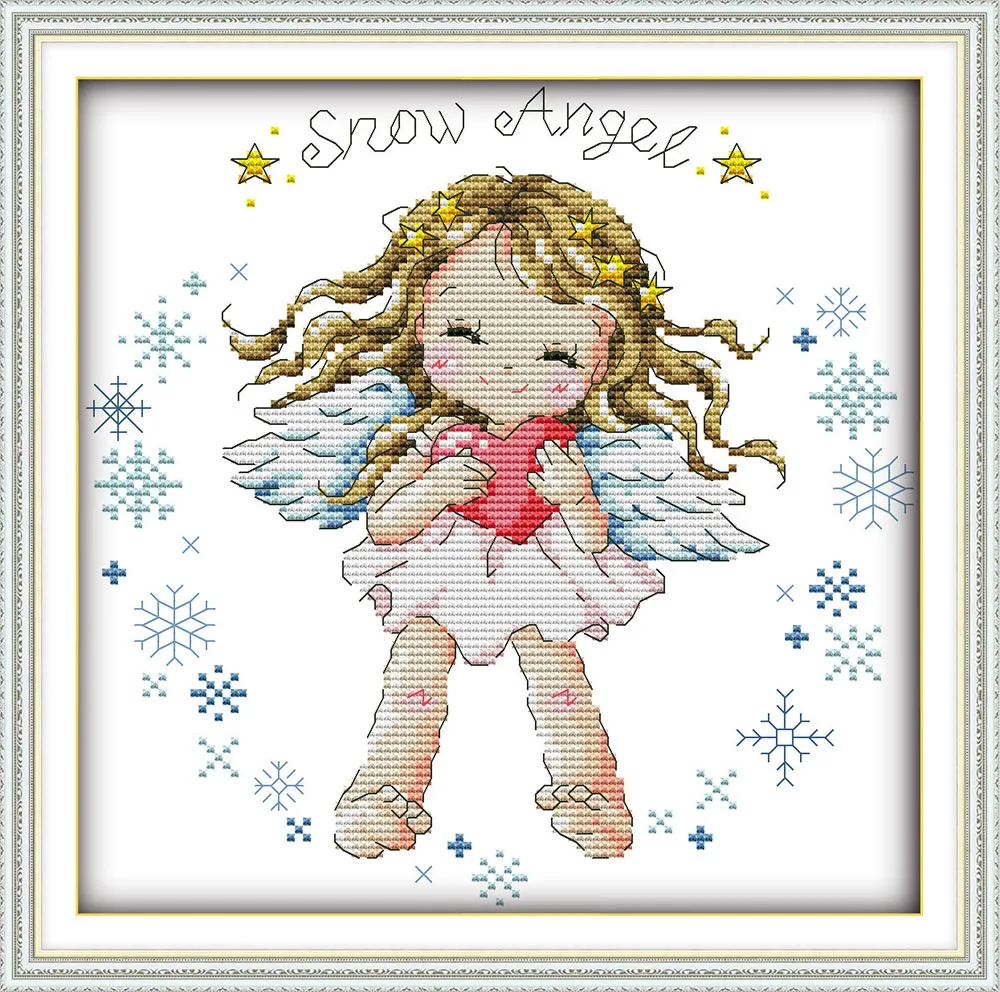 

Snow angel cross stitch kit cartoon girl 14ct 11ct count printed canvas DMC color thread embroidery DIY handmade needlework plus