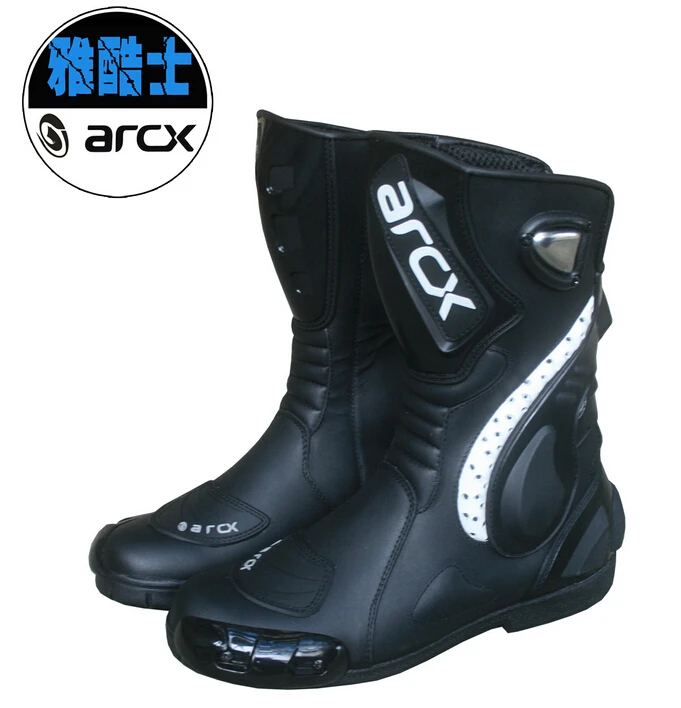 Ботинки для езды на мотоцикле уличные ботинки мотогонок из натуральной кожи