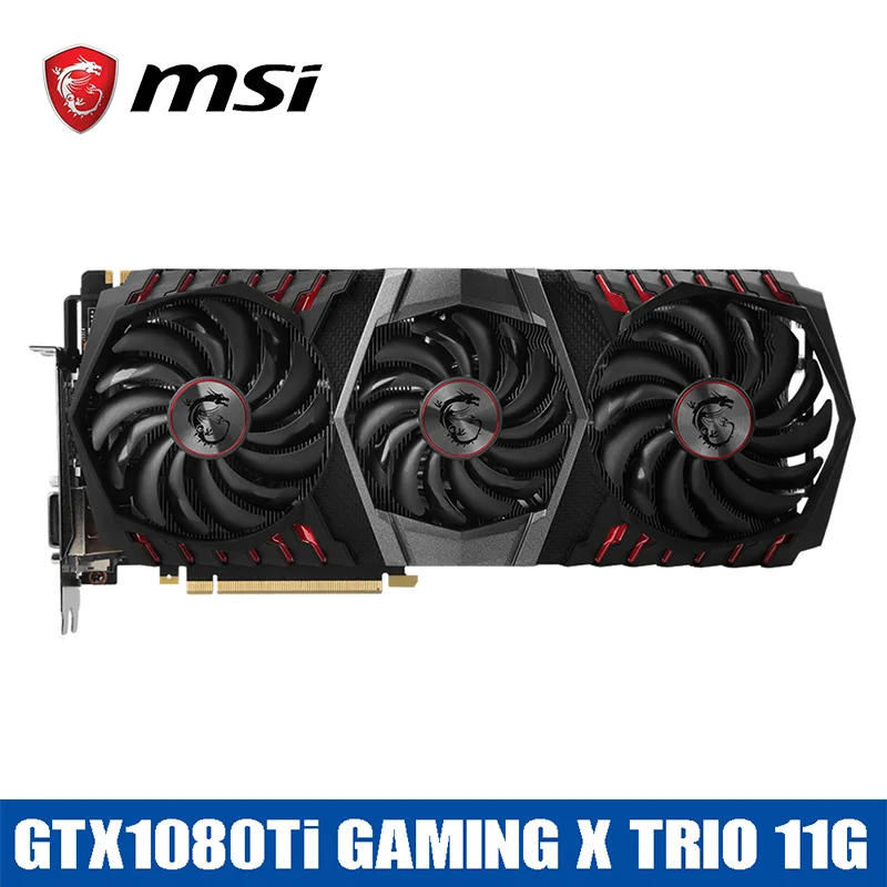MSI видео карты gtx1080Ti gaming X трио 11 ГБ видеокарта 1000 мГц/352bit GDDR5X DP 2560*1440 ISP 3