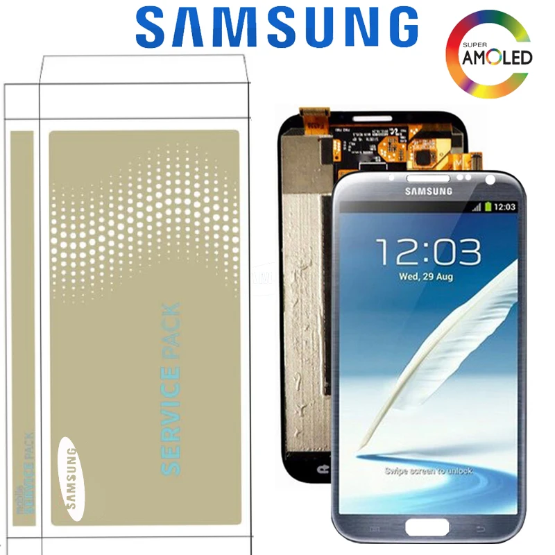 Оригинальный 5 ''Супер AMOLED ЖК-дисплей для Samsung Galaxy Note 2 с кодирующий