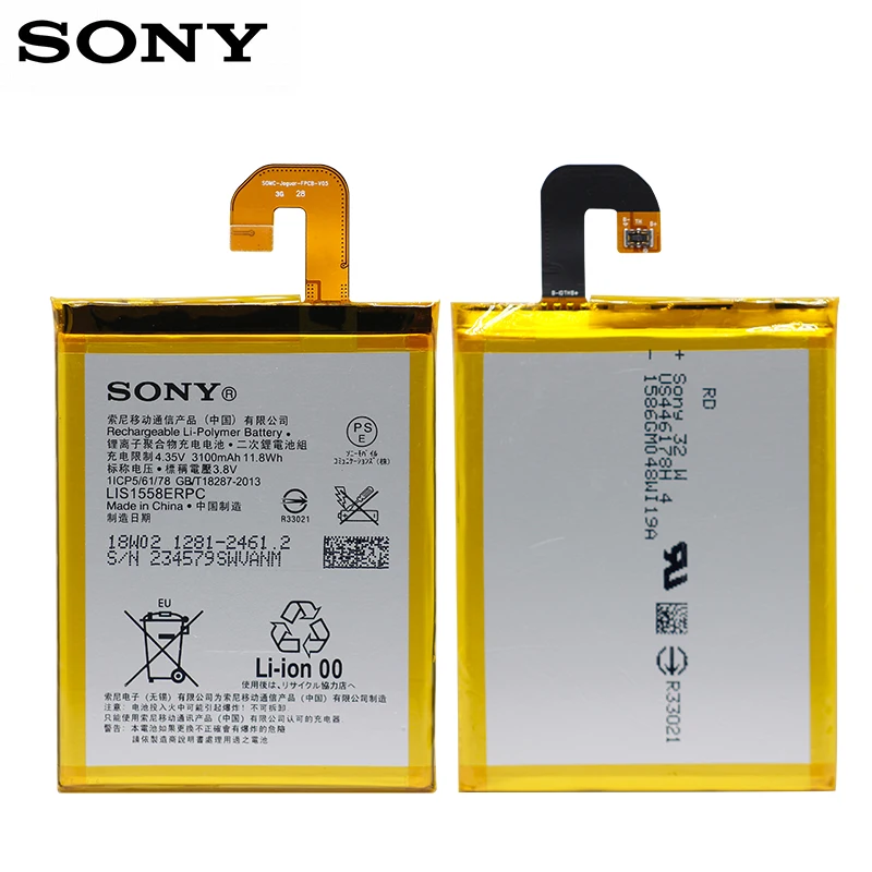 SonyOriginal аккумулятор для телефона LIS1558ERPC Sony Xperia Z3 L55T L55U D6653 D6633 D6603 3100 мАч Сменные