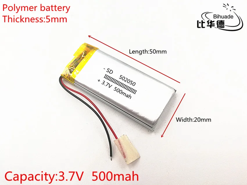 

3.7V 500mAh 502050 Lithium Polymer Li-Po li ion Rechargeable Battery cells For Mp3 MP4 MP5 toy mobile bluetooth