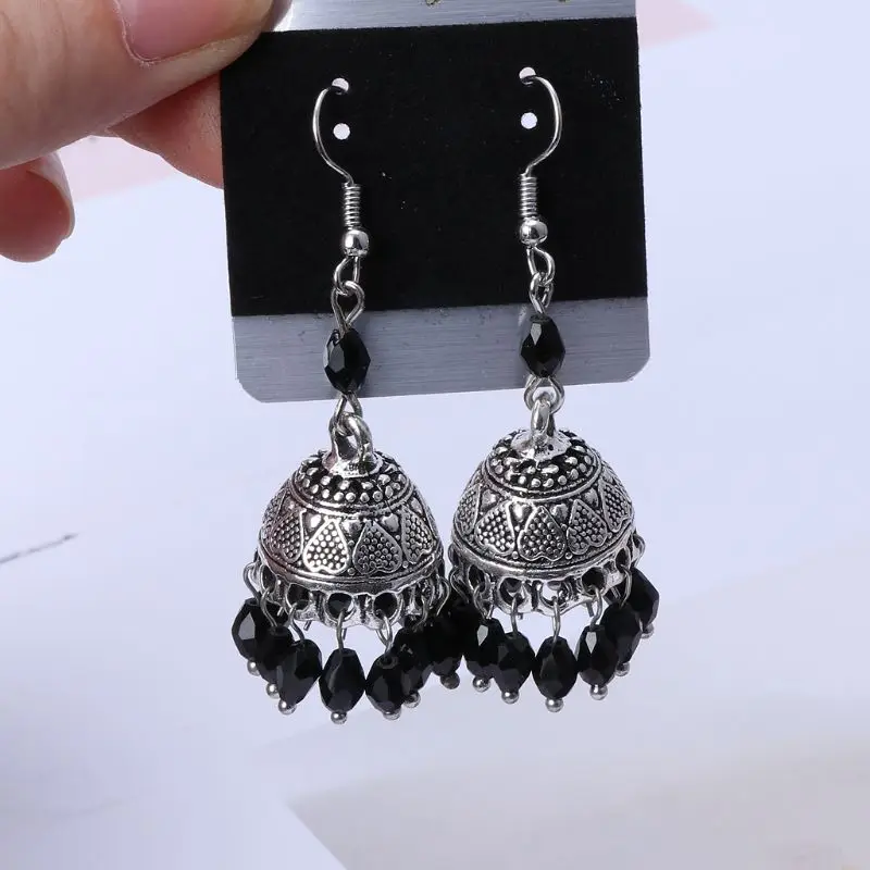 Ретро Индийский Болливуд Jhumka Jhumki Кристалл женские висячие серьги Этническая