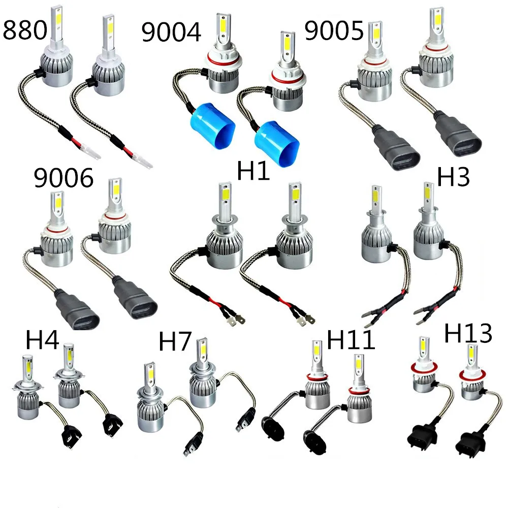 2 шт. C6 Светодиодные Автомобильные фары H7 H4 COB чип лампа H1 H3 H11 9005 9006 9004 9007 Вт 110 лм