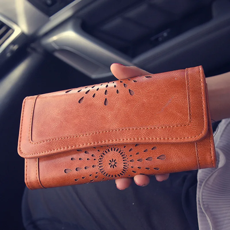 Высокое качество полый кошелек для женщин Ретро стиль Длинный дизайнерский