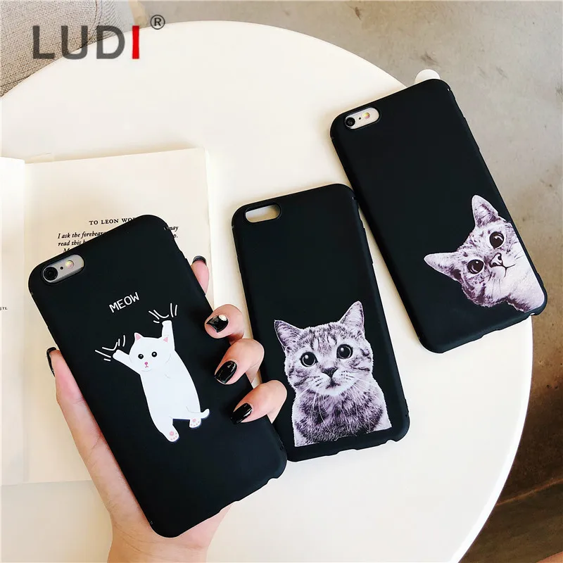 Милый чехол для телефона с мультяшным животным котом iPhone 7 X 6/6S/7/8 Plus XR XS MAX Забавный