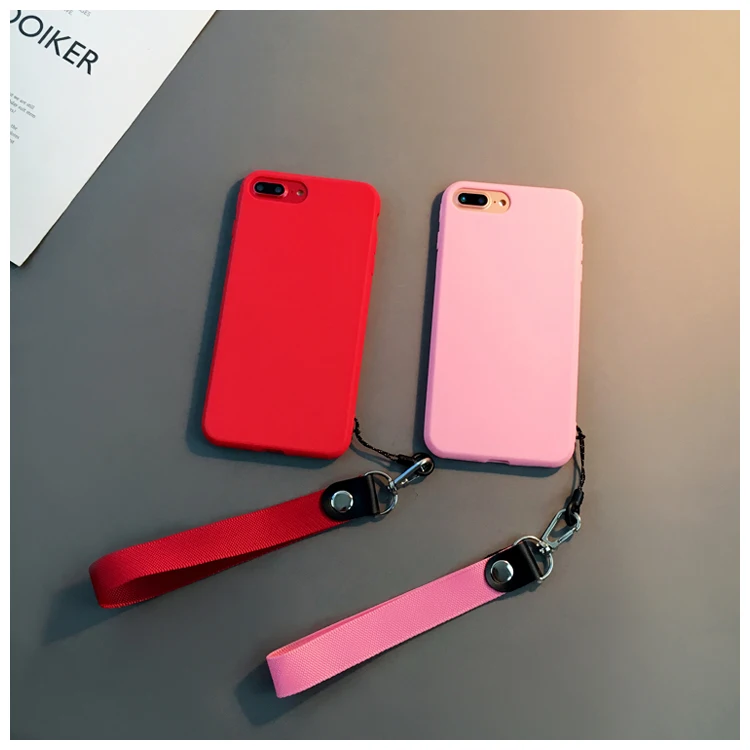 Силиконовый чехол для телефона из ТПУ для iphone 7plus 6 6s 6plus 7 8 8plus матовый однотонный силиконовый чехол для iphone XS MAX XR с ремешком