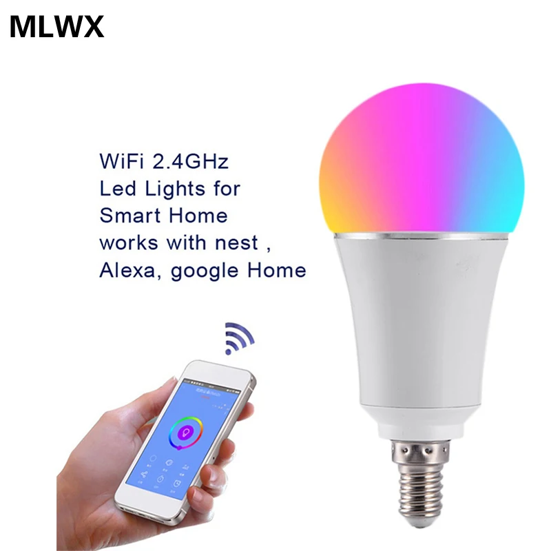 7 Вт беспроводная WiFi умная Светодиодная лампа E14 RGB поддержка Alexa Google Home Голосовое