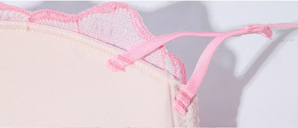 Realwill пикантные mujer encaje bordado Rosa vendaje Цветочные грех relleno sujetador цветочный Беспроводная Регулировка дамы комплект с бюстгальтером