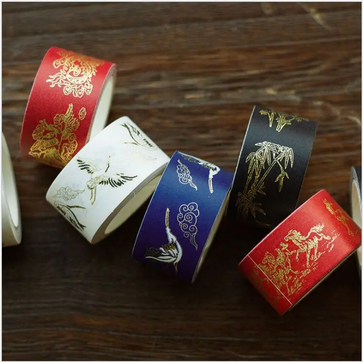 25mm Chinese vintage golden dragon phoenix crane lipstick Decoration Planner Washi Tape DIY Diary Scrapbook Masking Escolar | Канцтовары